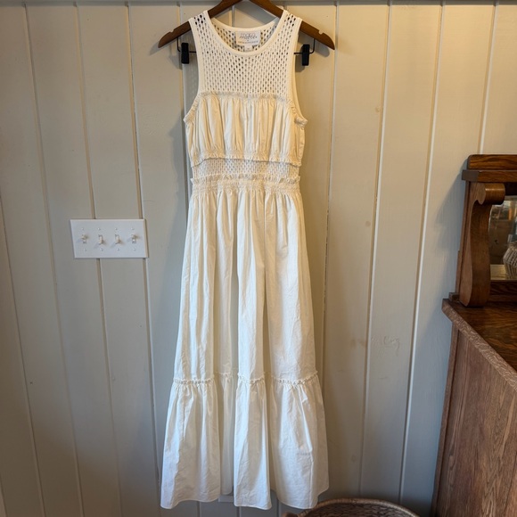 Anthropologie White Crochet 100% Cotton Maxi Dress, Size XS, Like New - Picture 2 of 9